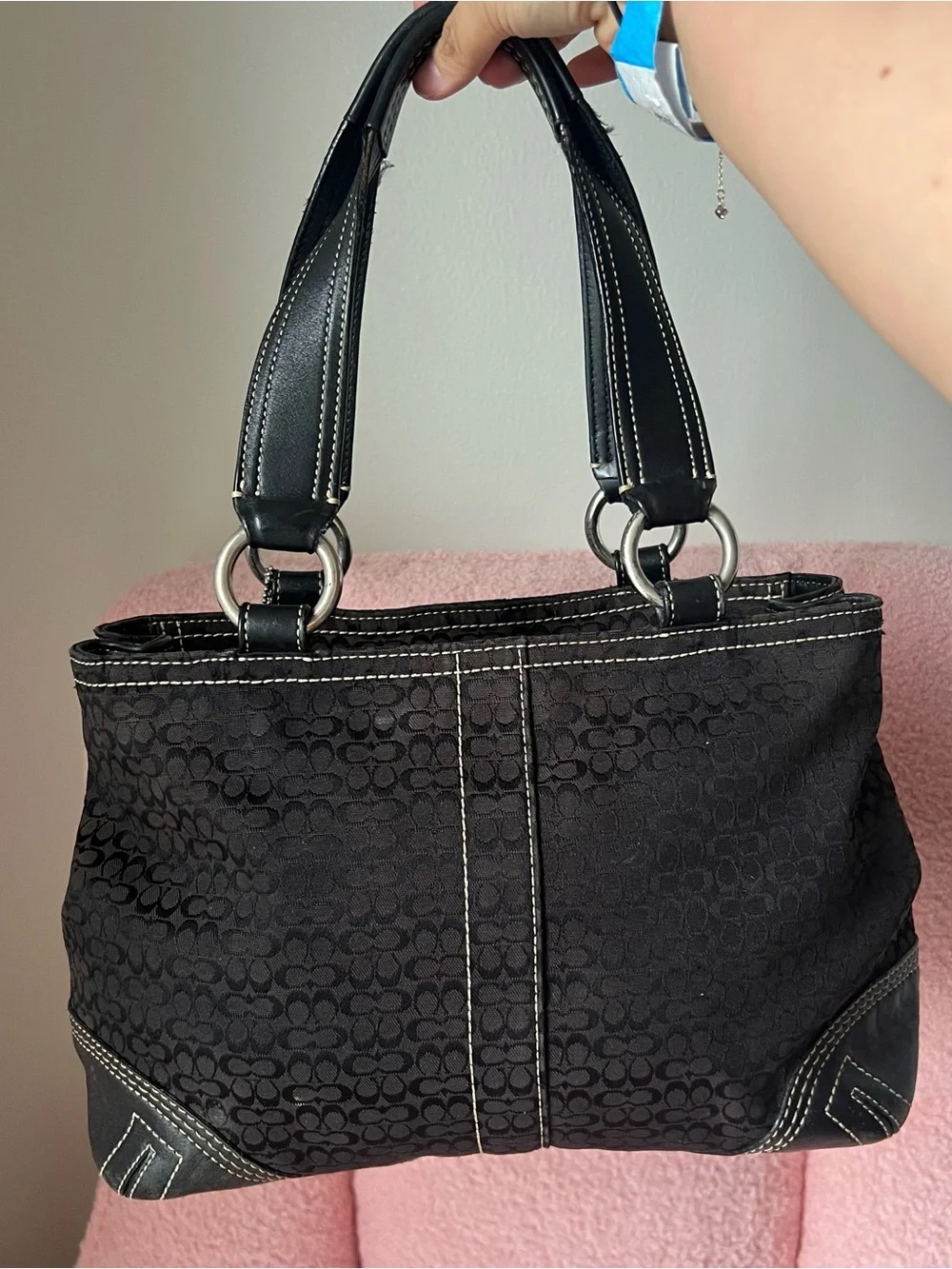 Vintage Coach Soho Signature C Jacquard and Leather Shoulder Bag